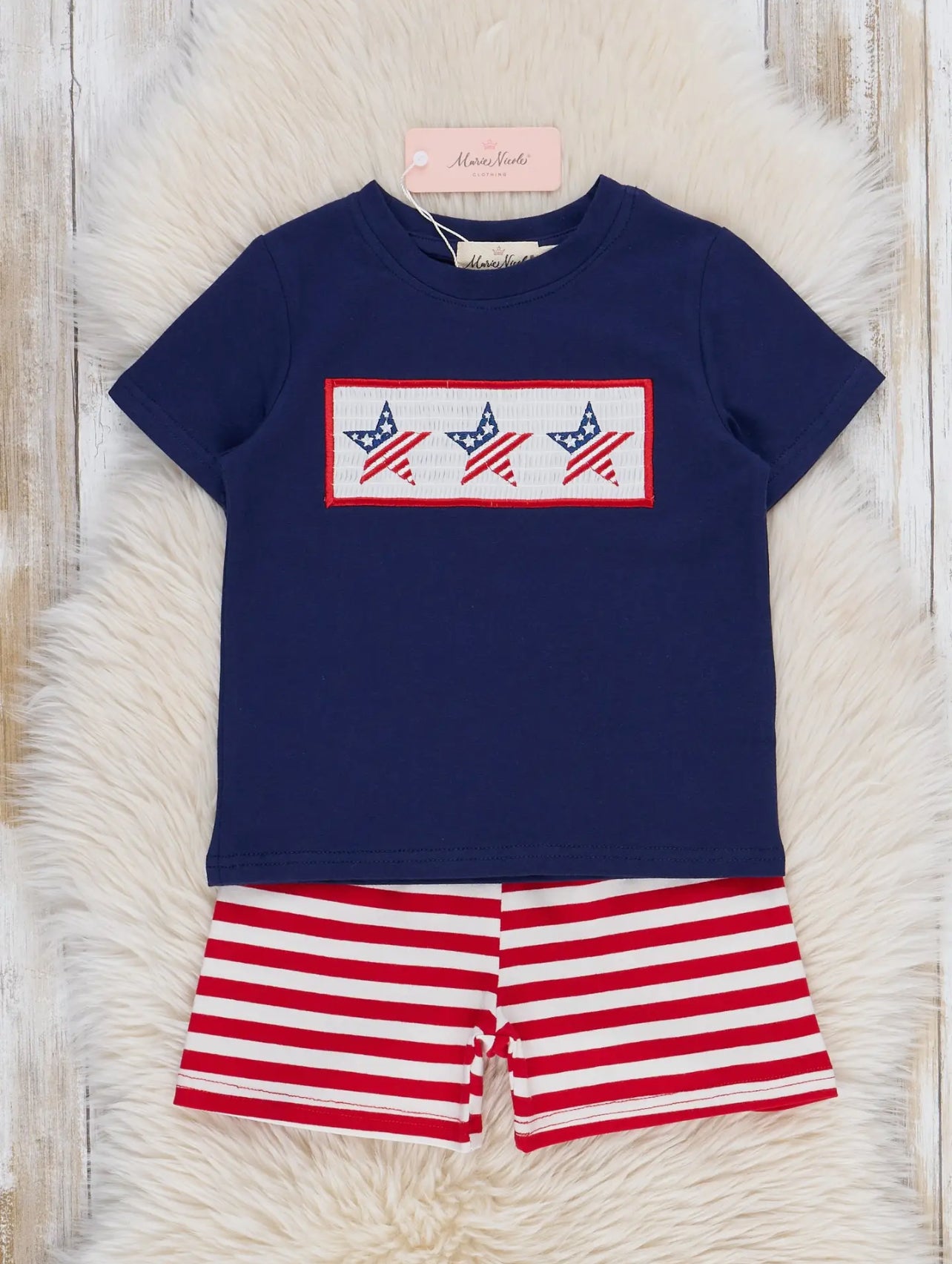 Marie Nicole Boys 2pc Stars Smocked set