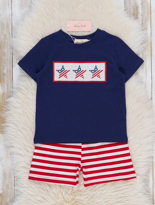 Marie Nicole Boys 2pc Stars Smocked set