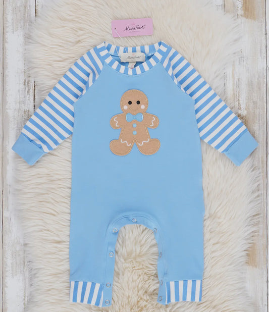 Boys Blue Gingerbread Romper