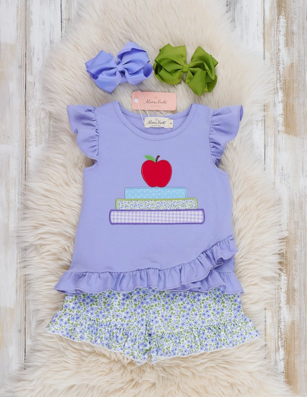 Marie Nicole Apple Blossom Embroidered Ruffle Outfit