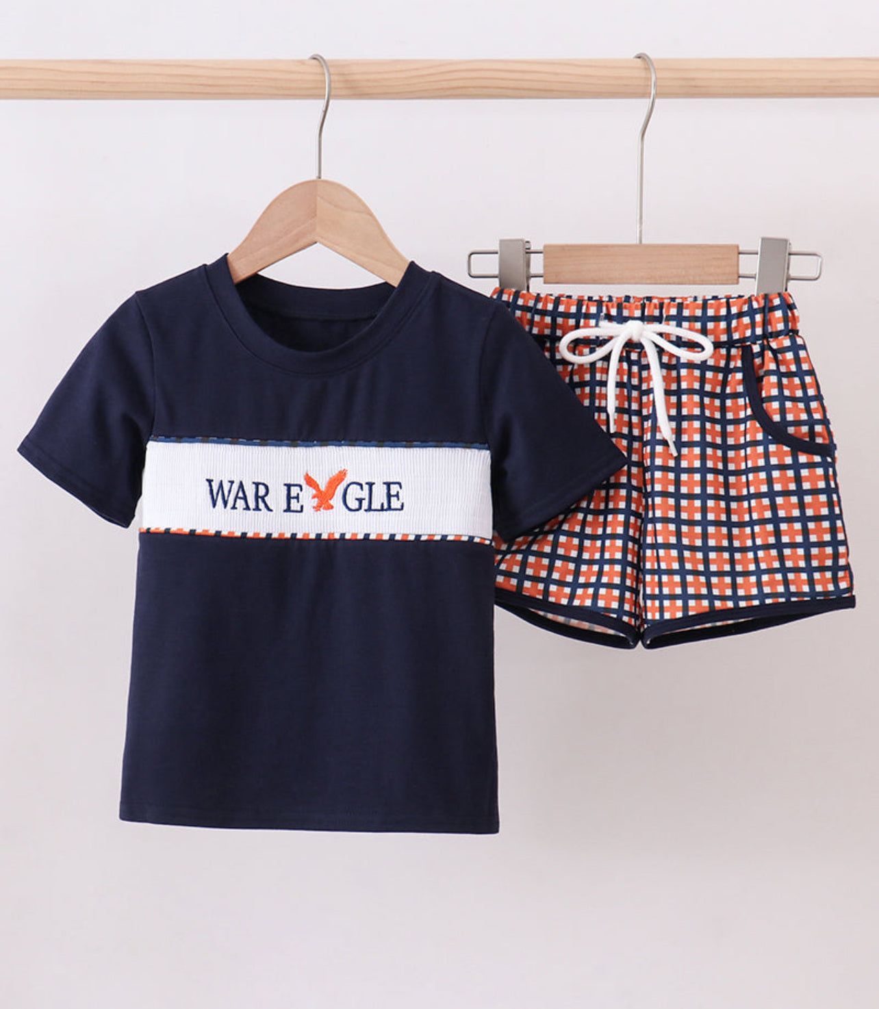 Auburn War Eagle Smocked Short Set