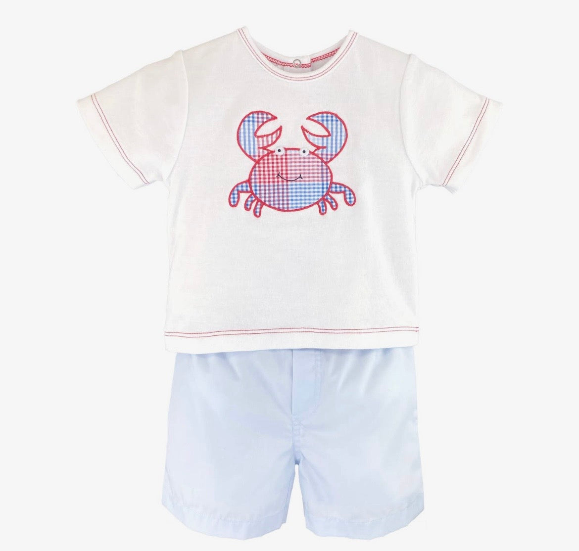 Petit Ami Crab Appliqué Shirt & Short Set