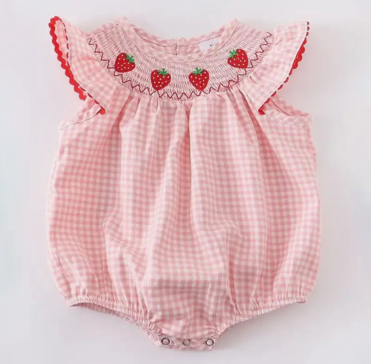 Girls Strawberry Gingham Bubble
