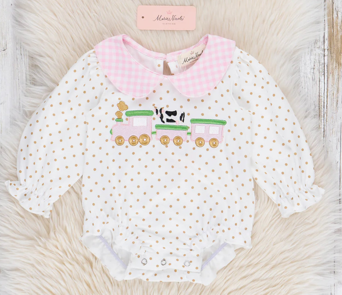 Marie Nicole Girls Farmyard Express Cow Train Bubble