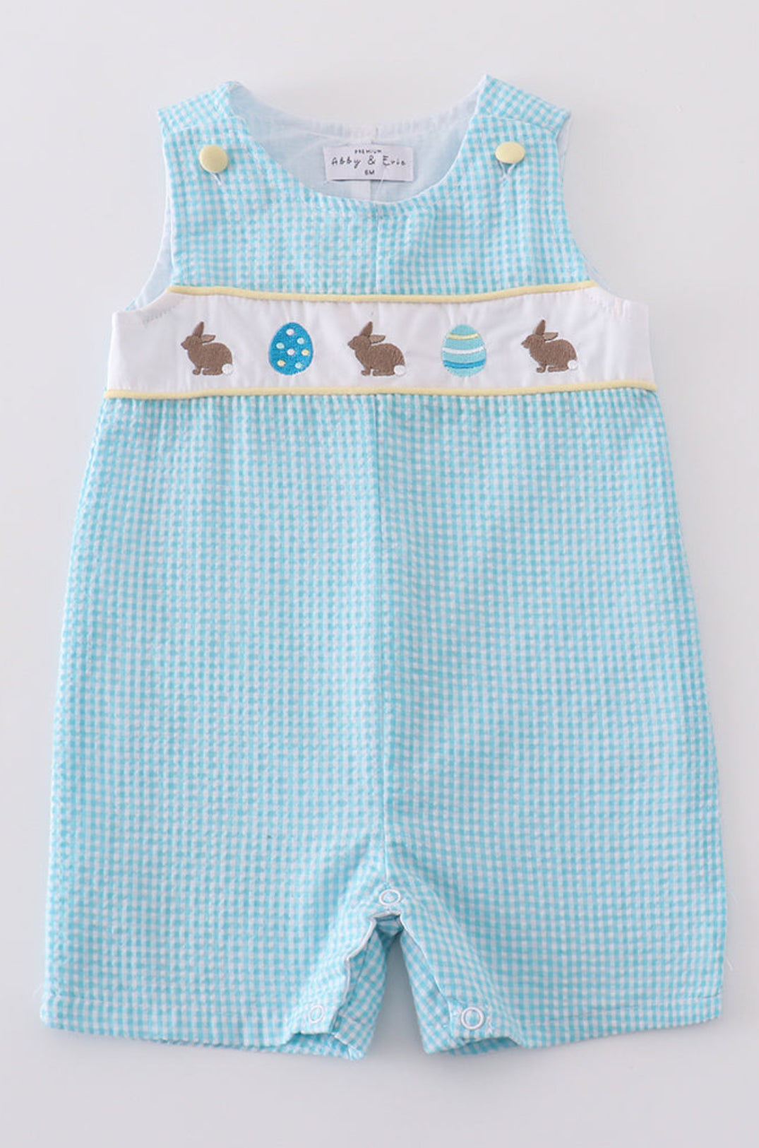 Abby & Evie Blue Gingham Bunny and Egg Embroidery Jonjon