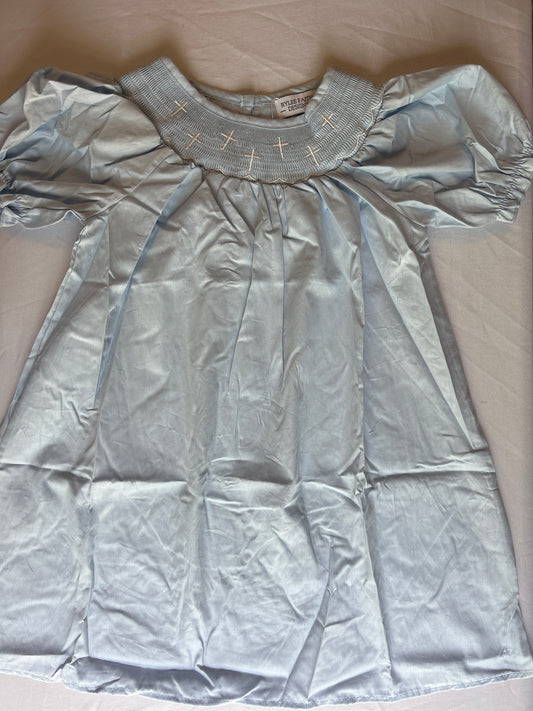 Girls Cross Smocked Dress
