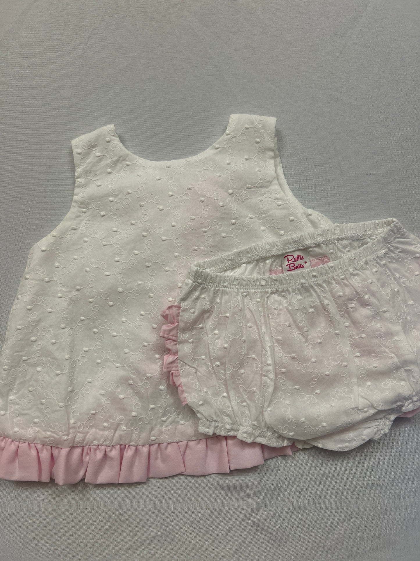 Rufflebutts Pink + White Swingback Top Set