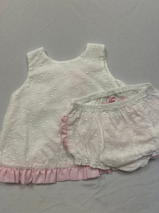 Rufflebutts Pink + White Swingback Top Set
