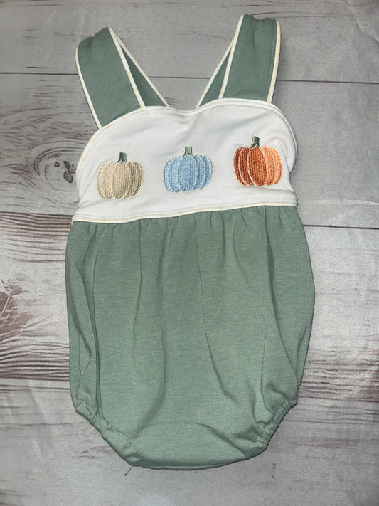 Abby & Evie Stitched 3 Pumpkin Bubble with Criss-Cross back straps