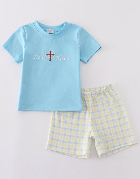 Abby & Evie He Is Risen 2piece Short Set