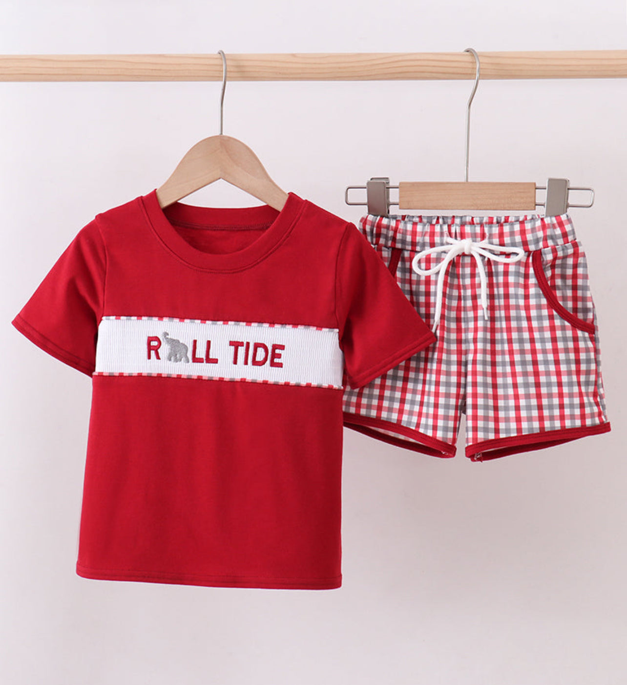 Roll Tide Smocked Plaid Short Set