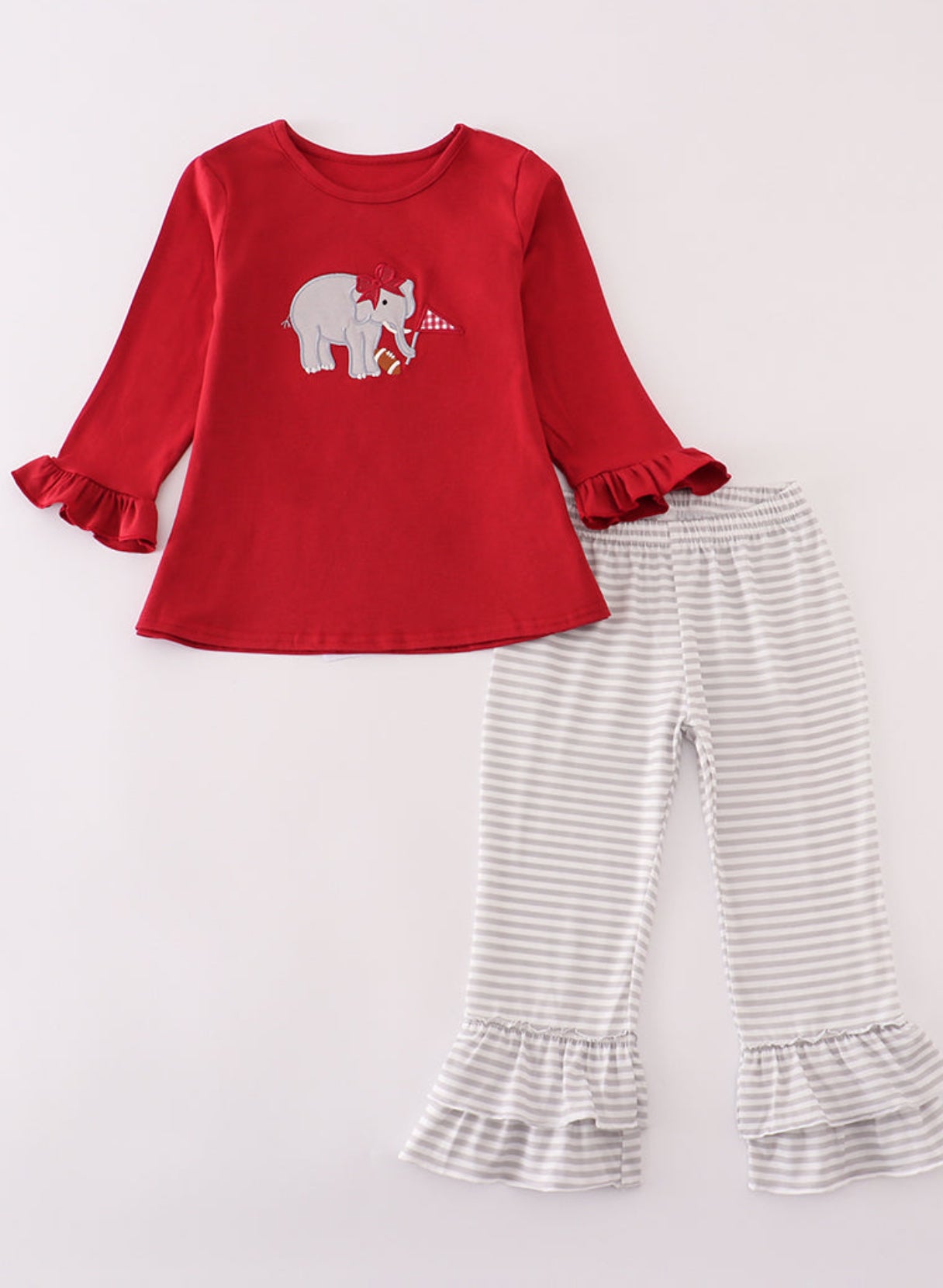 Abby & Evie Girls Bama Elephant Appliqué 2pc Outfit