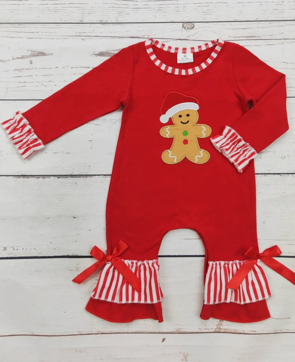 Sassy Kids Place Girls Gingerbread Romper with bows