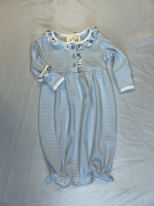 Girls Cornflower Cottage Striped Ruffle Gown