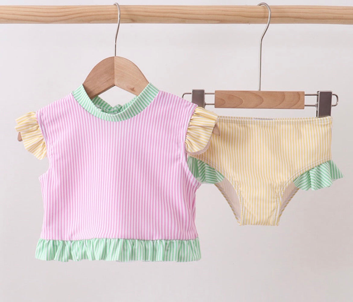 Abby & Evie Striped Ruffle Two Piece