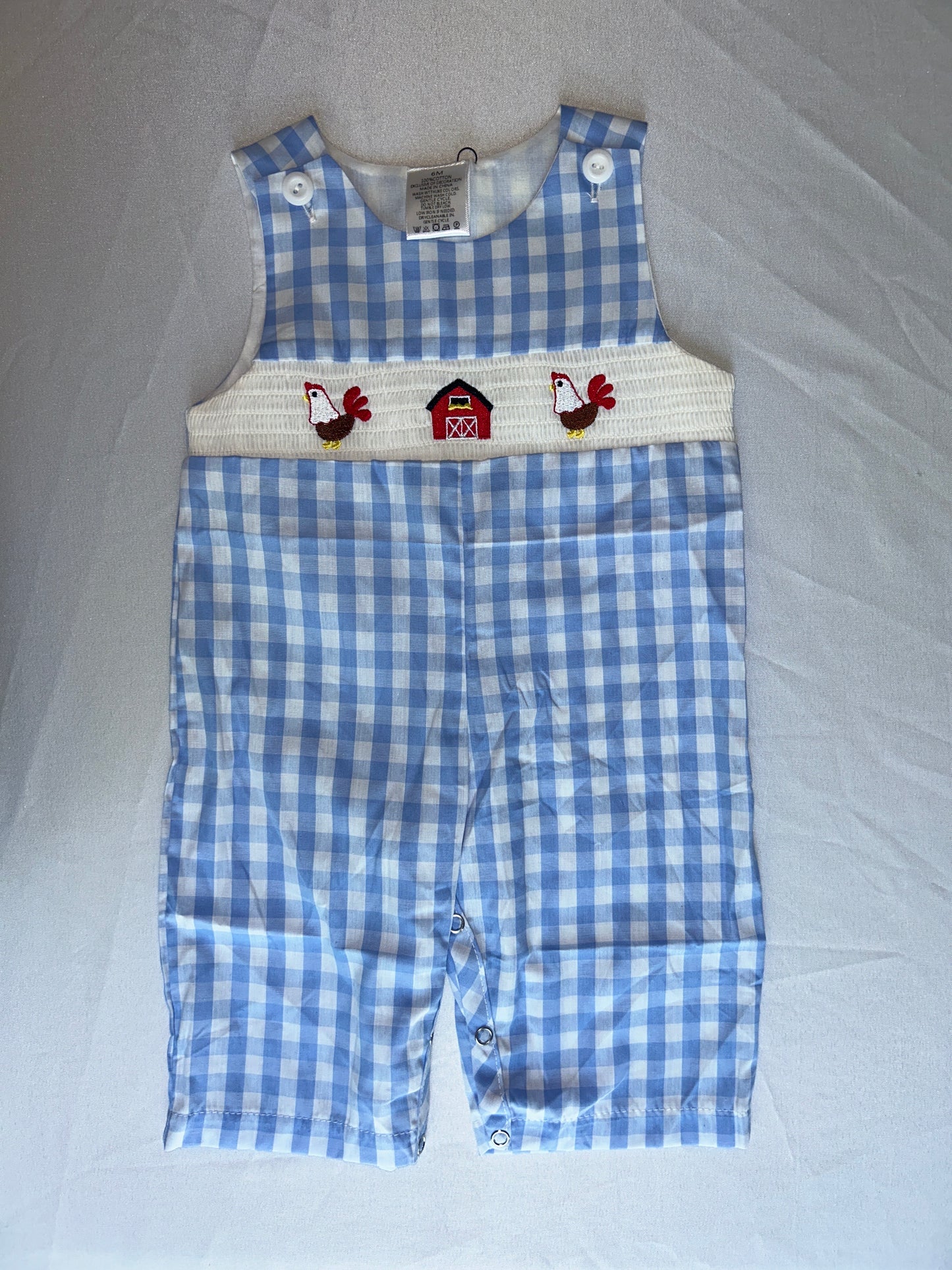 Boys Blue Gingham Farm Jon Jon