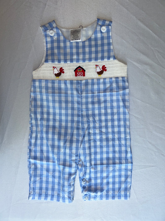 Boys Blue Gingham Farm Jon Jon