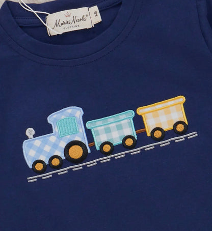 Little Conductor Gingham Train 2-piece outfit
