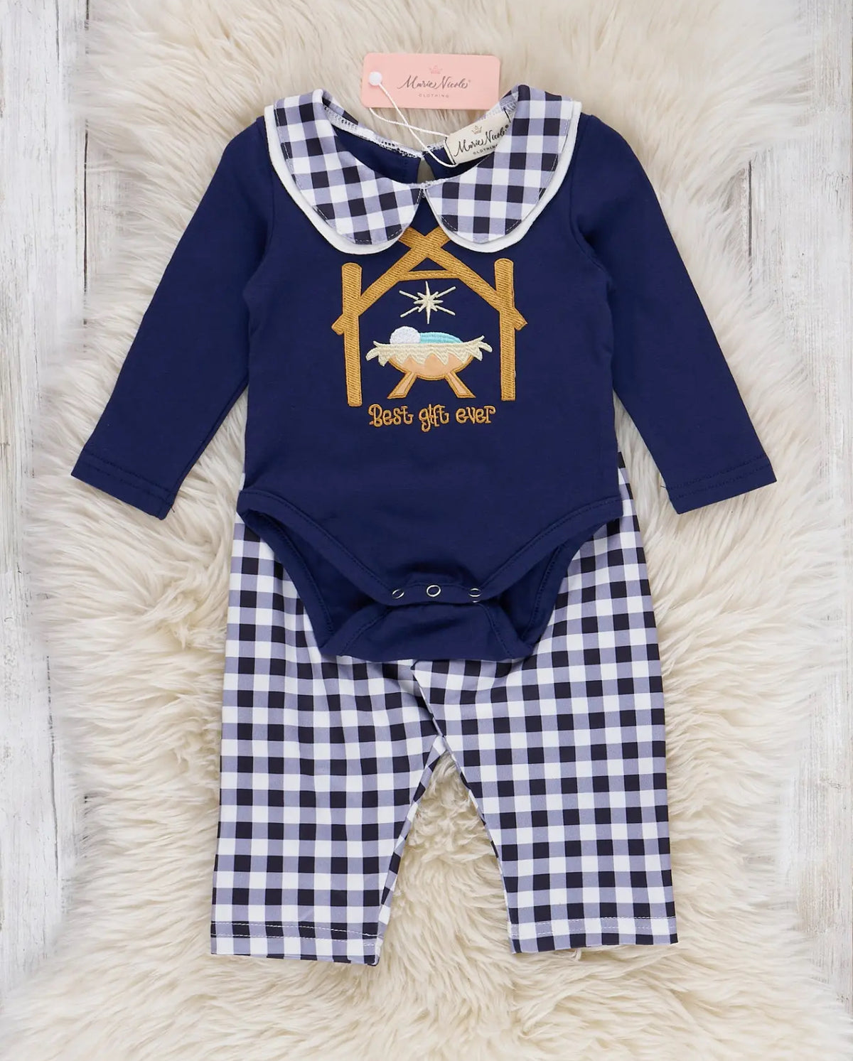Marie Nicole Boys 2PC Best Gift Ever Nativity Bubble with Pants