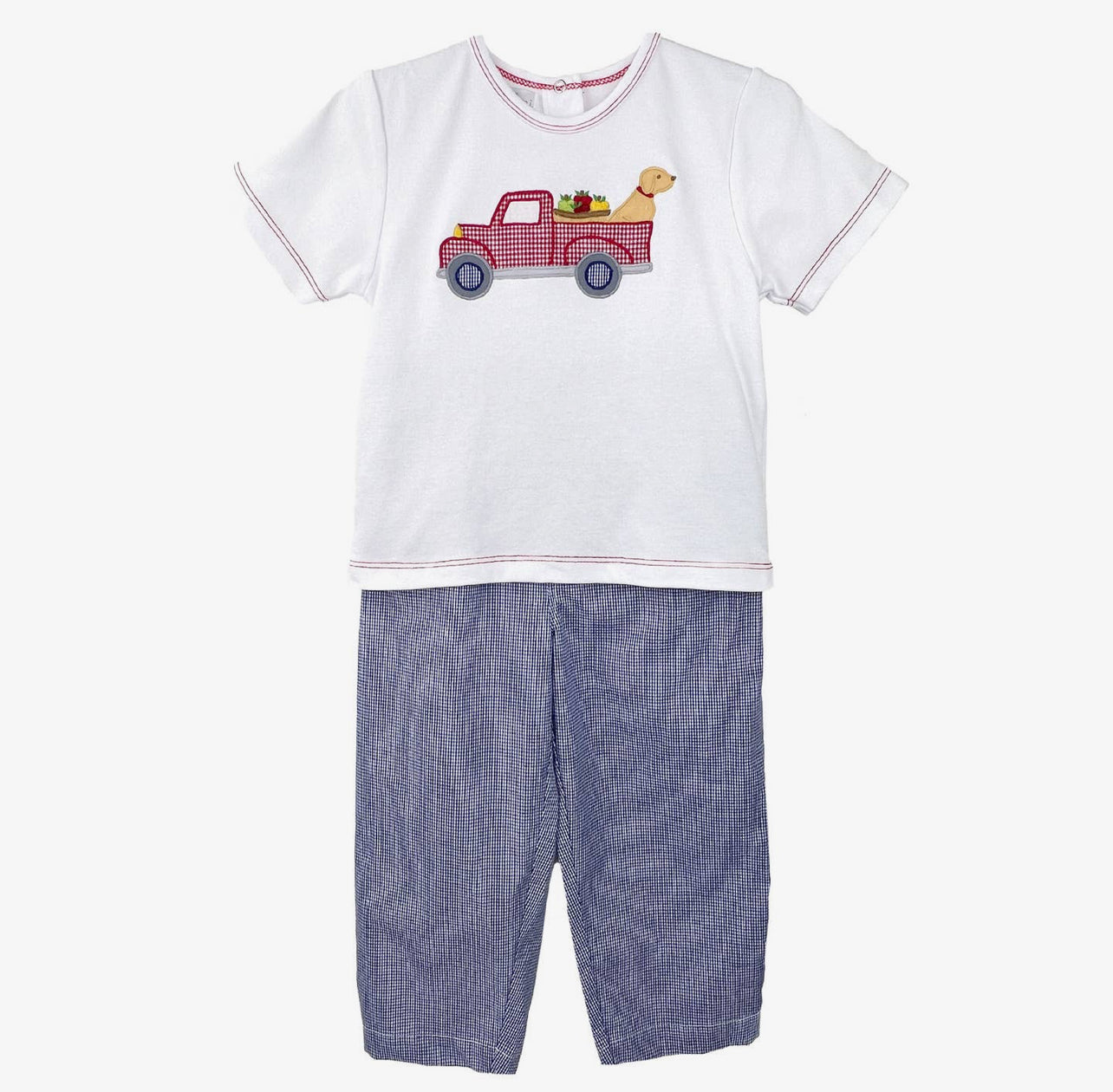Petit Ami and Zubels Apple Truck Appliqué Shirt and Pant Set