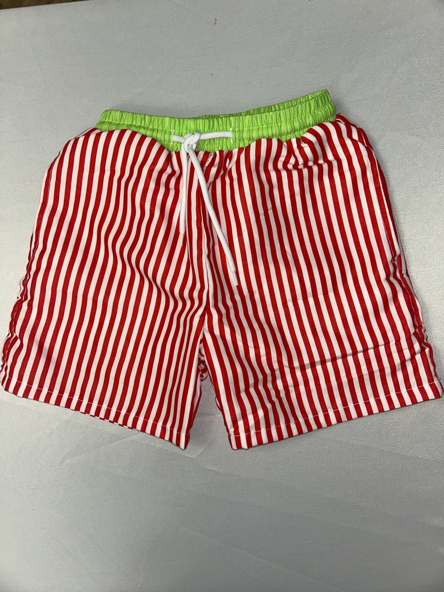 Boys Fully Lines Summer Red/Lime Swim Trunks