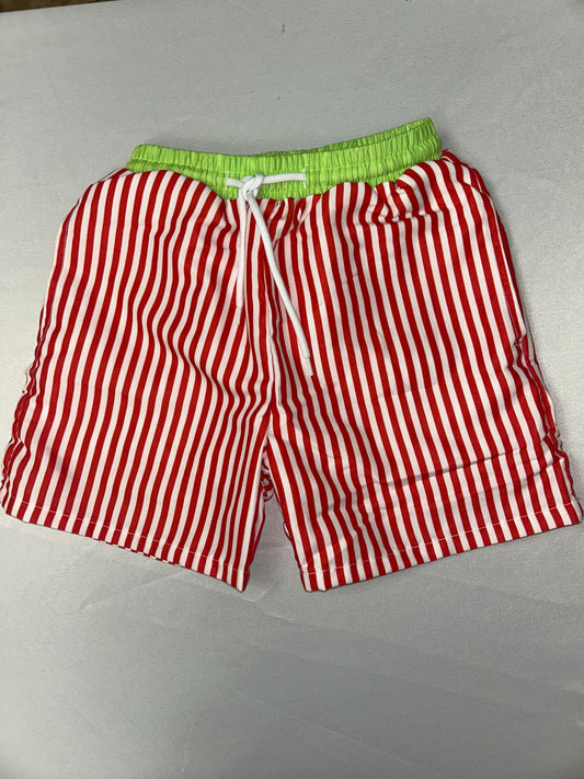 Boys Fully Lines Summer Red/Lime Swim Trunks