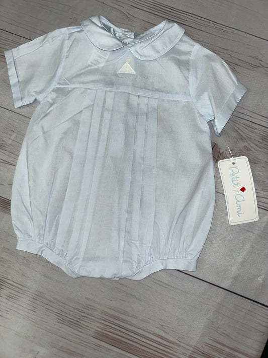 Petit Ami Sailboat Bubble with Removable Stitched Bib and Bonnet
