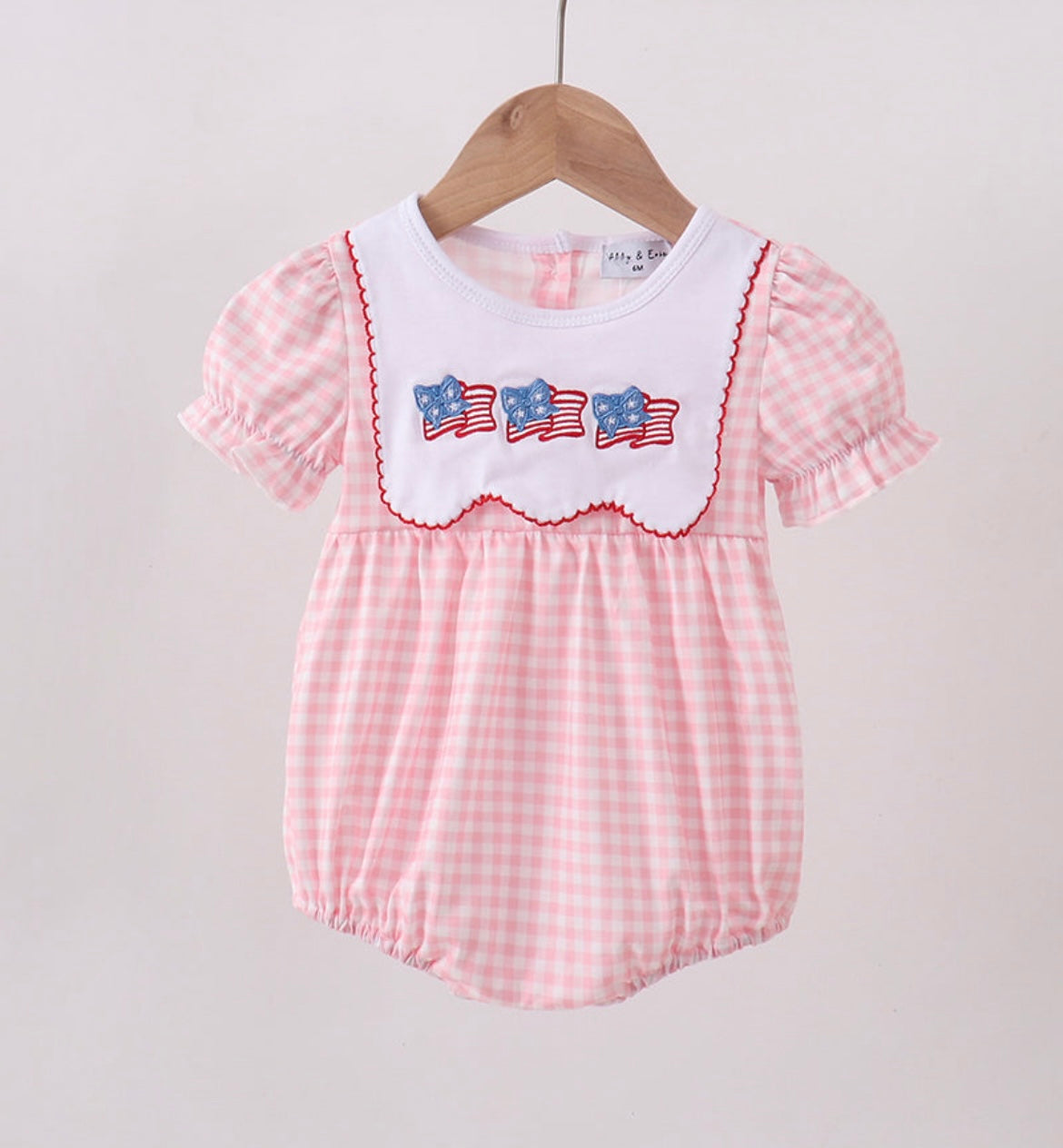 Abby & Evie Pink Embroidered Flag Bubble