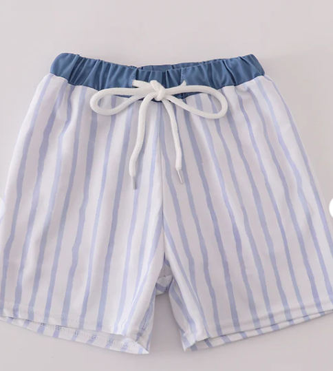 Abby & Evie Blue Stripe Boys Swim Trunks
